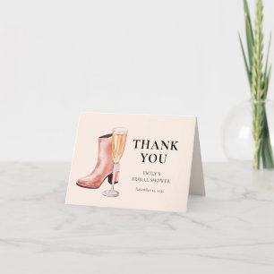 Carte De Remerciements Boots & Bubbly Fête des mariées occidentale