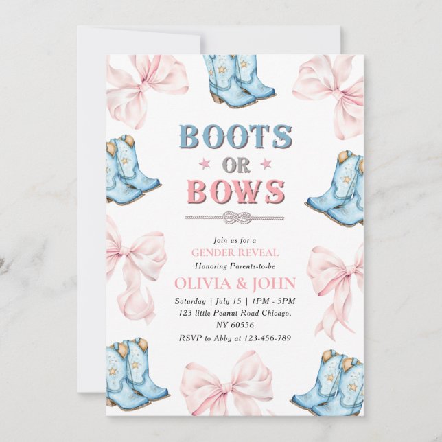 Carte De Remerciements Boots ou Bows Genre Reveillez la fiche d'invitatio (Devant)