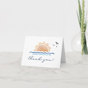 Carte De Remerciements BORD DE L'OCÉAN AQUATIQUE Plage Océan Tsunset Bird