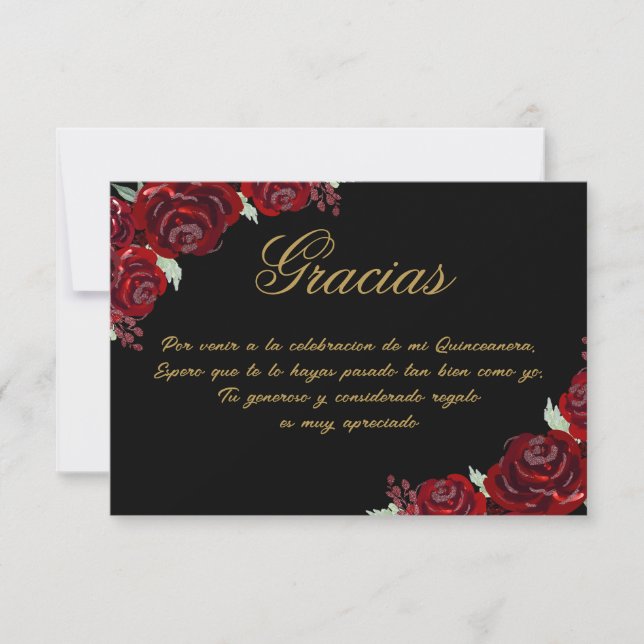 Carte de remerciements bordeaux noire (Devant)