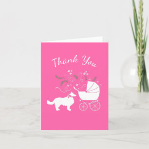 Carte De Remerciements Bordure Collie Chien Baby shower Chien Chiot Rose 
