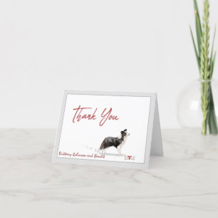 Carte De Remerciements Bordure Collie Pet Dog Personnaliser le nom Os    