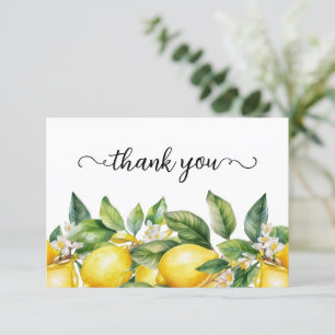 Carte De Remerciements Bordure de citrons et de fleurs à l'aquarelle