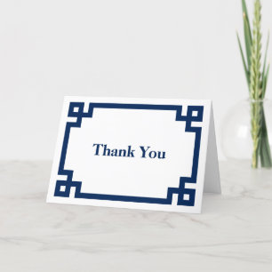 Carte De Remerciements Bordure de clé grecque épaisse bleue de la marine 