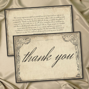 Carte De Remerciements Bordure gothique médiévale vintage pour mariage su