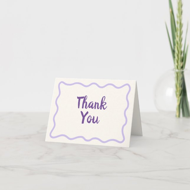 Carte De Remerciements Bordure Wavender minimale Whimsical manuscrite Lav (Devant)