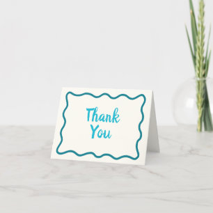 Carte De Remerciements Bordure Wavy minimal Whimsical Turquoise manuscrit