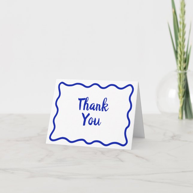 Carte De Remerciements Bordure Whimsical minima vague manuscrite bleu (Devant)