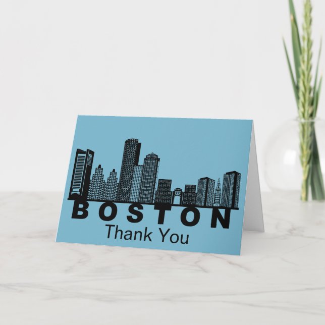 Carte De Remerciements Boston Skyline Silhouette  (Devant)
