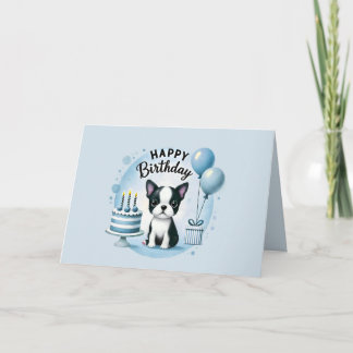 Carte De Remerciements Boston Terrier Birthday Card - watercolor print 