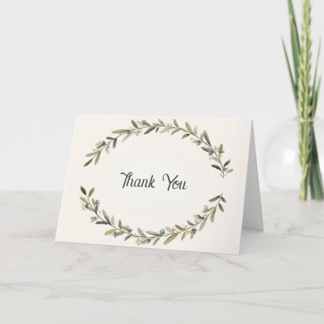 Carte De Remerciements Botanical Twin Baby Shower Olive Branch Boho Green (Devant)