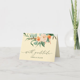 Carte De Remerciements Botanique Boho Vert des noms personnalisés Mariage