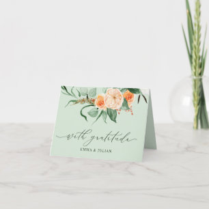 Carte De Remerciements Botanique Boho Vert des noms personnalisés Mariage