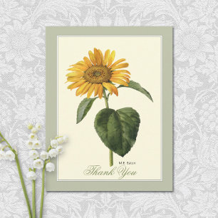 Carte De Remerciements Botanique de tournesol d'été