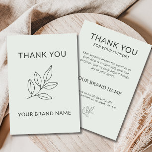 Carte De Remerciements Botanique Minimaliste Neutre Fabriqué à la Main po