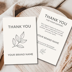 Carte De Remerciements Botanique Minimaliste Neutre Fait à la Main pour E