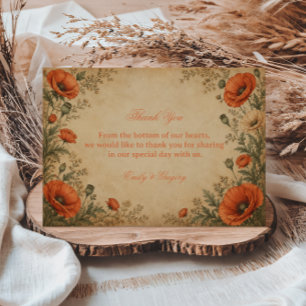 Carte De Remerciements Botanique Poppy Vintage