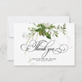 Carte De Remerciements Botaniques vertes Aquarelle Mariage de calligraphi