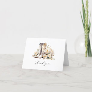 Carte De Remerciements Bottes aquarelle florale rustique douche de mariée