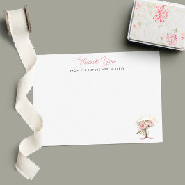 Carte De Remerciements Bottes blanches de pluie & Pivoines roses Mariage