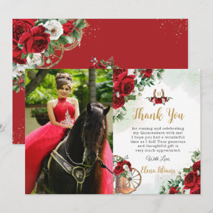 Carte De Remerciements Bottes florales de Roses blanches rouges Charro Qu