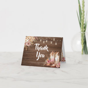 Carte De Remerciements Bottes rustiques Country Cowgirl Anniversaire Plié