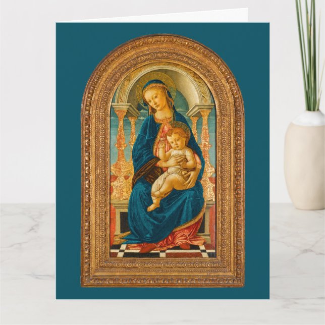 Carte De Remerciements Botticelli (1445-1510) Madonna & Child Enthroned (Devant)