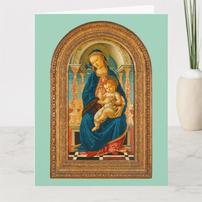 Carte De Remerciements Botticelli (1445-1510) Madonna & Child Enthroned (Devant)