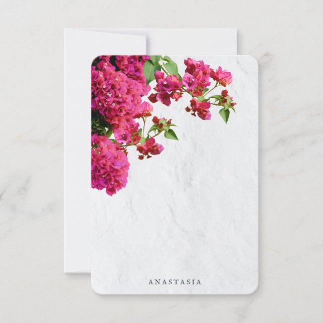 Carte De Remerciements Bougainville Fleur Méditerranée Île Grecque  (Devant)