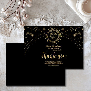 Carte De Remerciements Bougie d'apothèque magique en or noir