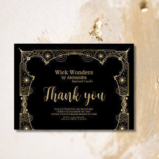 Carte De Remerciements Bougie d'apothèque magique en or noir