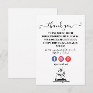 Carte De Remerciements Bougie Minimaliste Noir Et Blanc