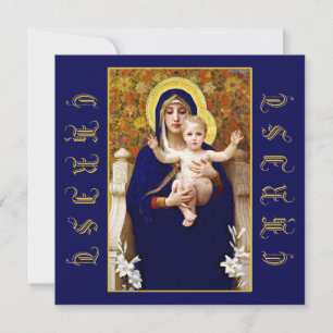 CARTE DE REMERCIEMENTS BOUGUEREAU MADONNA DES LILIES 1899