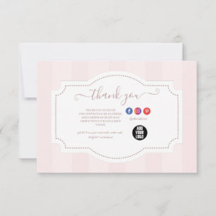 Carte De Remerciements Boulangerie de gâteaux rose Pastel personnalisée