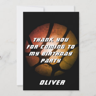 Carte De Remerciements Boule de basket-ball orange métallique Anniversair