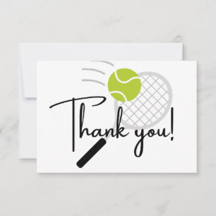 Carte De Remerciements Boule de raquettes de tennis moderne noir et blanc
