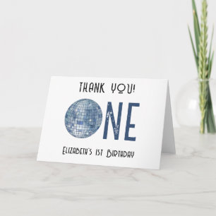 Carte De Remerciements Boule disco rétro Fête d'anniversaire pour la prem