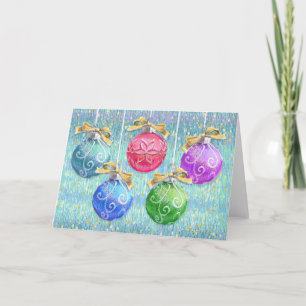 Carte De Remerciements Boules de Noël et Confetti