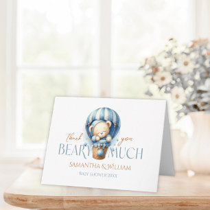 Carte De Remerciements Boulon flottant bleu mou à ours en peluche