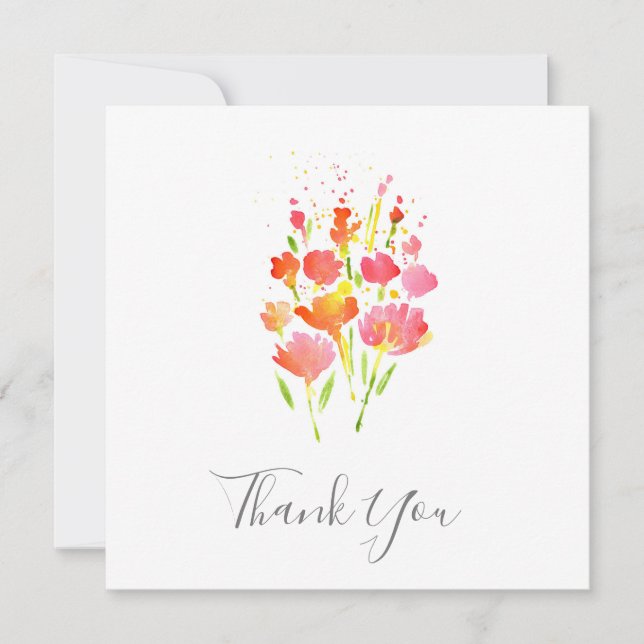 Carte De Remerciements Bouquet Abstrait de fleurs mixtes (Devant)