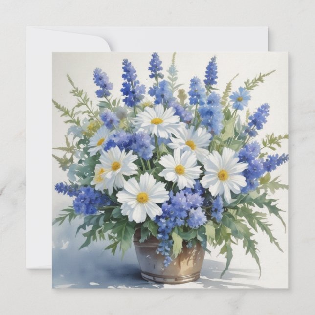 Carte De Remerciements Bouquet de Fleurs Aquarelle Élégante (Devant)