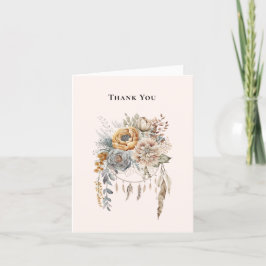 Carte De Remerciements Bouquet de fleurs Boho et Dreamcatcher