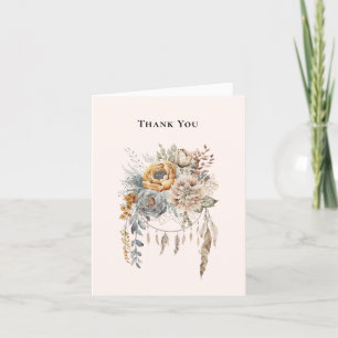 Carte De Remerciements Bouquet de fleurs Boho et Dreamcatcher