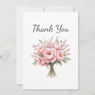 Carte De Remerciements Bouquet de fleurs de pivoine rose jolie
