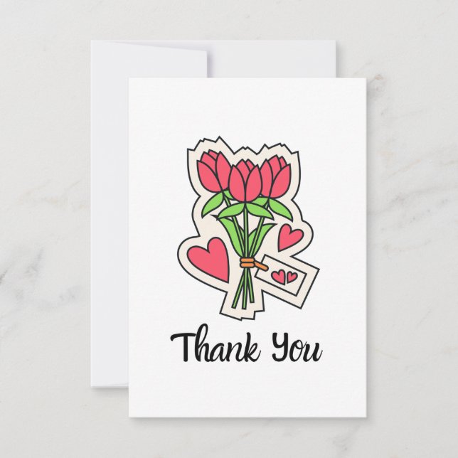Carte De Remerciements Bouquet de fleurs de tulipes roses (Devant)