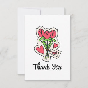 Carte De Remerciements Bouquet de fleurs de tulipes roses