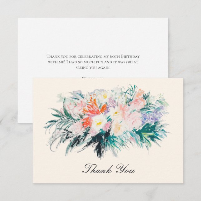 Carte De Remerciements Bouquet de fleurs moderne floral élégant (Devant / Derrière)