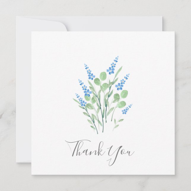 Carte De Remerciements Bouquet de Fleurs sauvages d'aquarelle bleue (Devant)