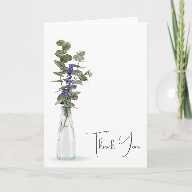 Carte De Remerciements Bouquet de fleurs violettes en bouteille (Devant)