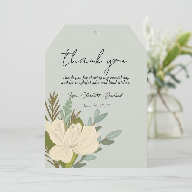 Carte De Remerciements Bouquet de Gardenia Floral  Remerciement pour Ente (Debout devant)